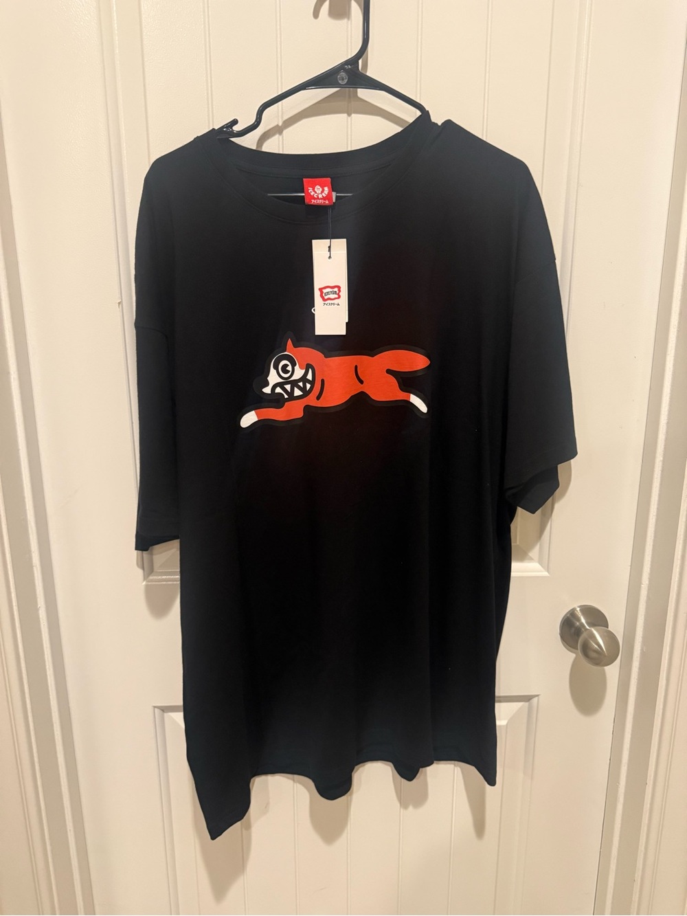 Icecream Black Short-Sleeve Tee with Orange Fox Graphic